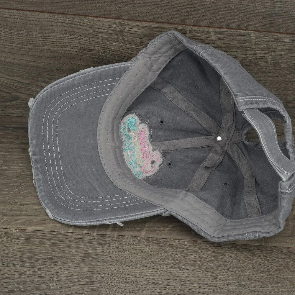 Jesus Loves This Hot Mess Hat Womens Strapback Gray Religious Lifestyle Ponytail